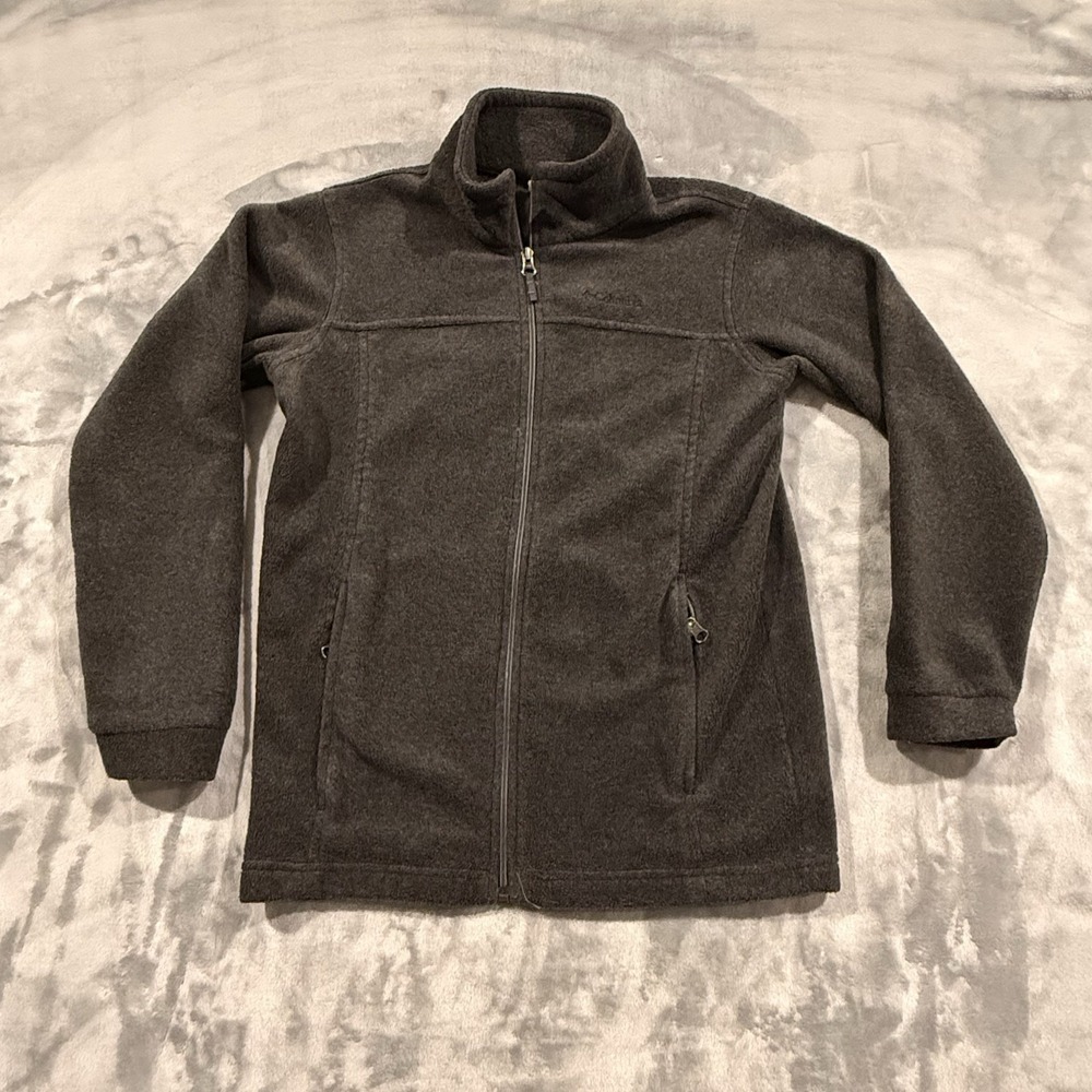 Columbia Womens Large Gray Fleece Jacket Full Zip Outdoor Hiking Casual Coat